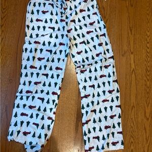GAP White Pajama Pants with Red and Green Print